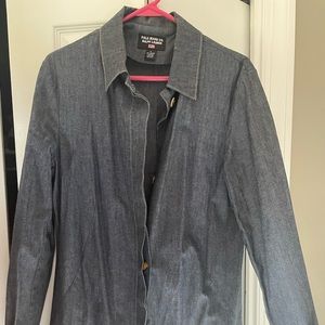 Denim knee length spring coat